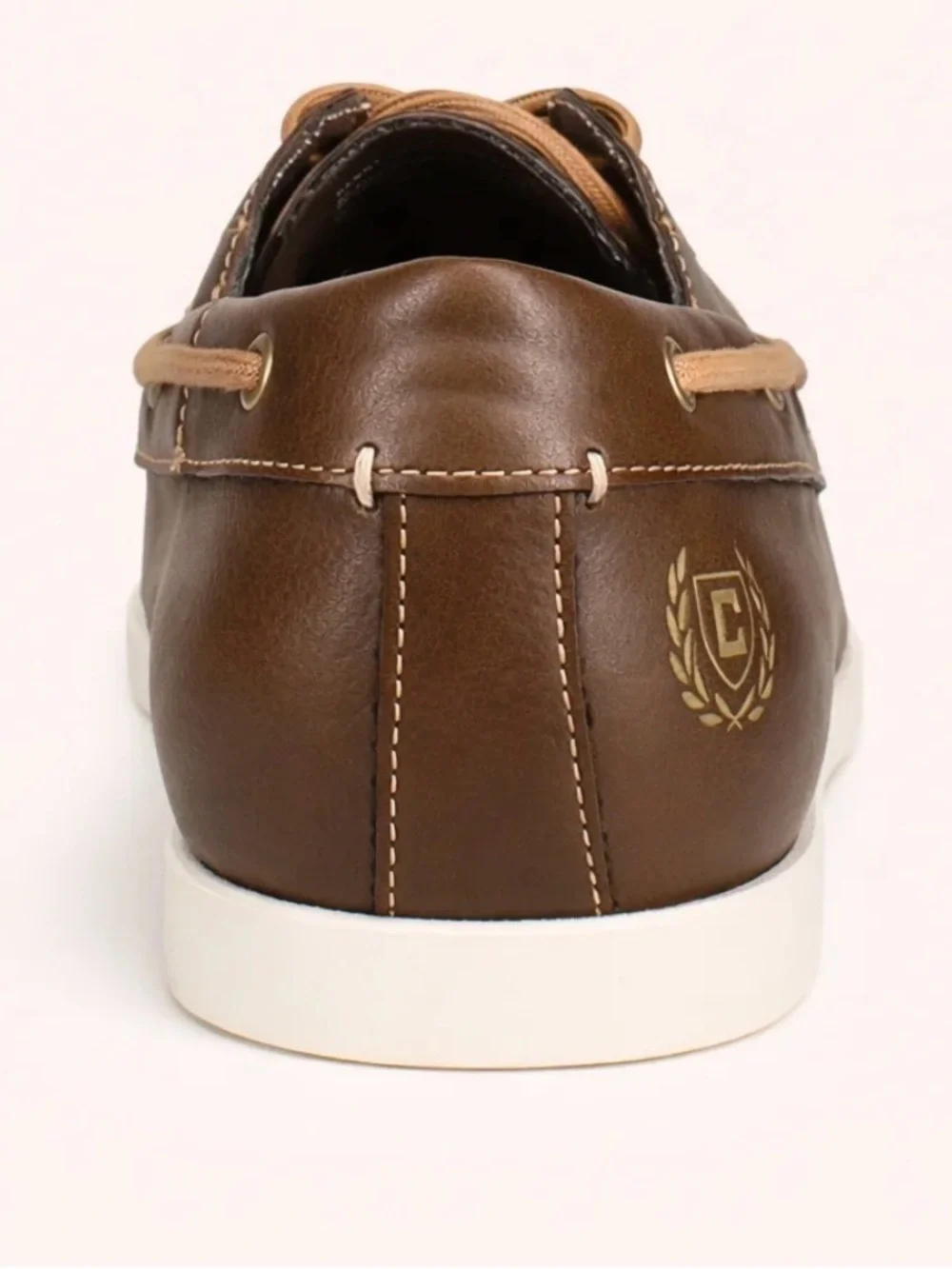 Chaps Brown Leather Moc Toe Boat Shoe